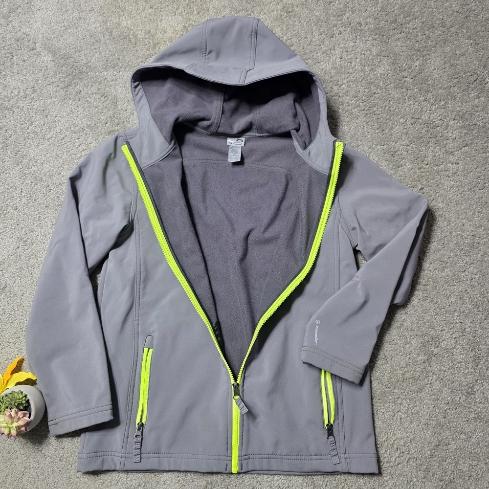 Champion Youth Venture Dry Waterproof Jacket Gray and Neon Yellow Size Lg 12-14